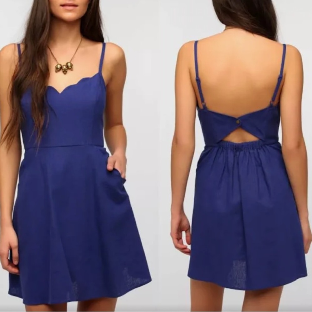 Adorable scallop blue urban outfitters dress. Open back!